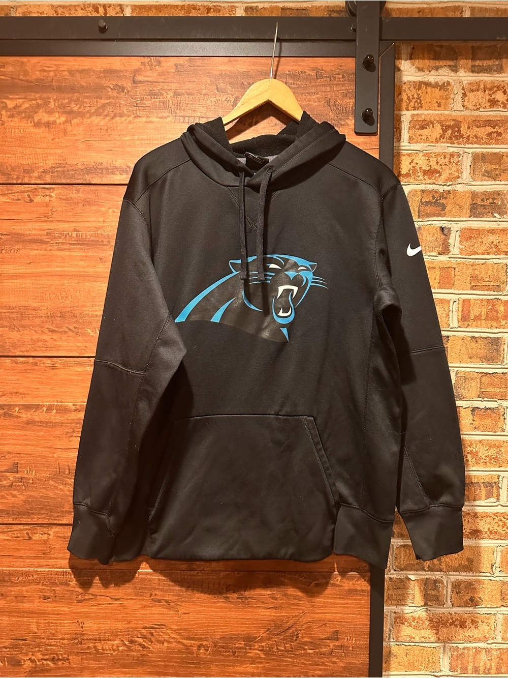 Nike NFL Carolina Panthers Hoodie Mens Medium Black Pullover Sweatshirt L (17)